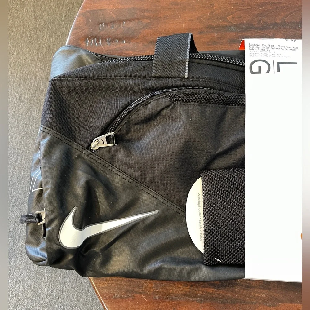 Nike Team Training Train, Compete, Go Tarpaulin bottom Black Duffel Bag NWT